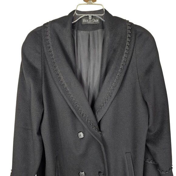 VTG 60s Holly Deb Double Breasted Embroidered Wool Coat XL Formal Quiet Luxury - Picture 3 of 14